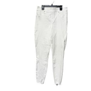 Spanx White Skinny Jeans Women's Size M Slimming Pull On Distressed